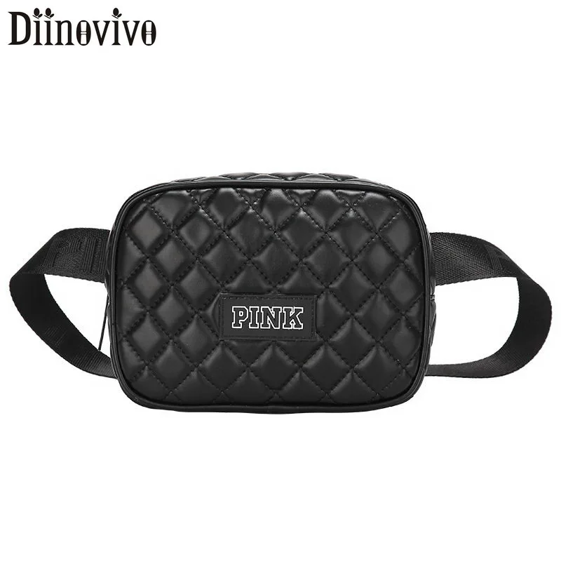 DIINOVIVO, стеганая поясная сумка для женщин, из искусственной кожи, поясная сумка, женская розовая поясная сумка с буквенным принтом, нагрудная сумка, женская сумка, WHDV1184