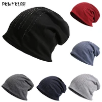 diamond studded fashion beanie autumn and winter new men and women outdoor warm hat thin knit suede knitted hat