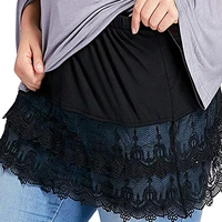 women hem skirt layered tiered sheer lace trim extender half slip plus size skirt elastic waist detachable skirt mini skirt