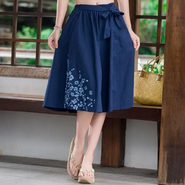 Этническая юбка 2020 для женщин среднего возраста летний японский стиль короткая