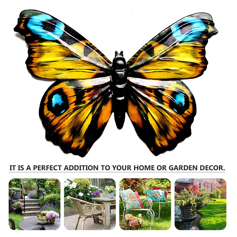 

Новый Металлический Настенный декор в виде бабочки, искусственное украшение для сада, подвеска из кованого железа для бара, кафе, украшения ...