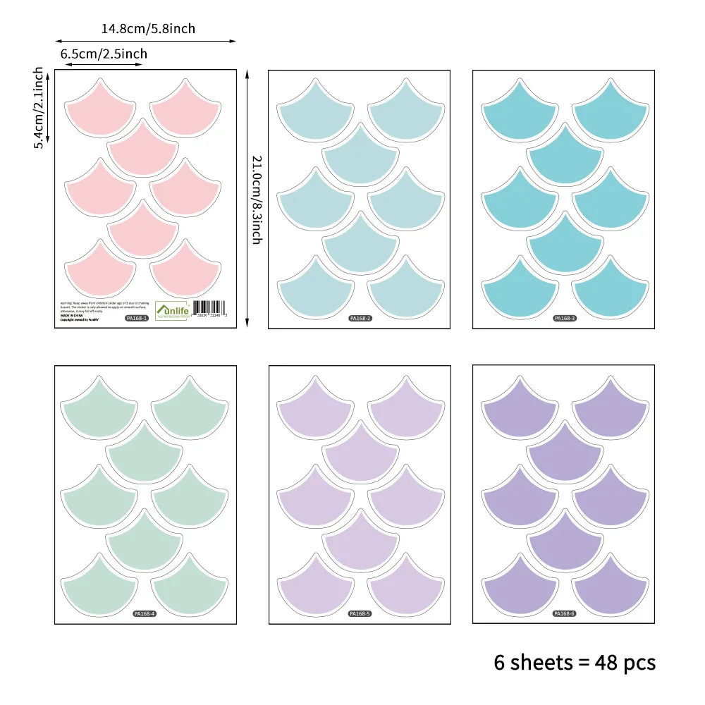 

48pcs Fish Scale Wall Stickers Geometric Home Decoration DIY Vinyl Wall Decals Removable Kids Room Wall Art Mural