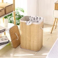 foldable bamboo storage basket large clothes storage laundry basket organizer for dirty clothes hand weaving laundry hamper
