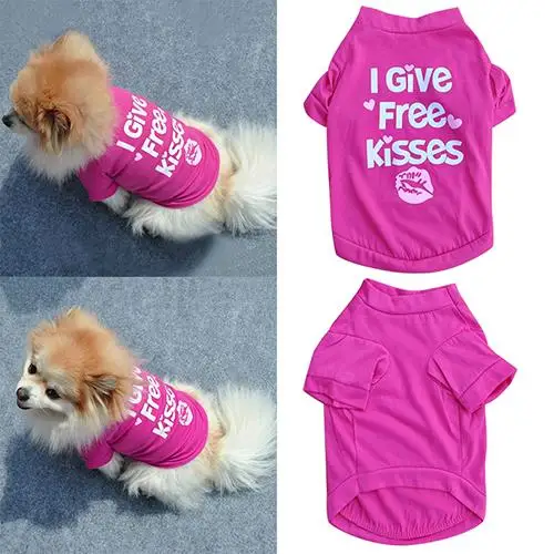 1 шт. Повседневная дышащая розово Красная футболка с губами для питомца