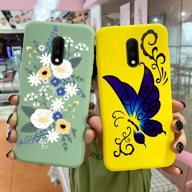 

For OnePlus 7 Case Flower Pattern Soft Silicone Shell For OnePlus 7 7T Pro Cartoon Butterfly Shockproof Phone Protection Cover