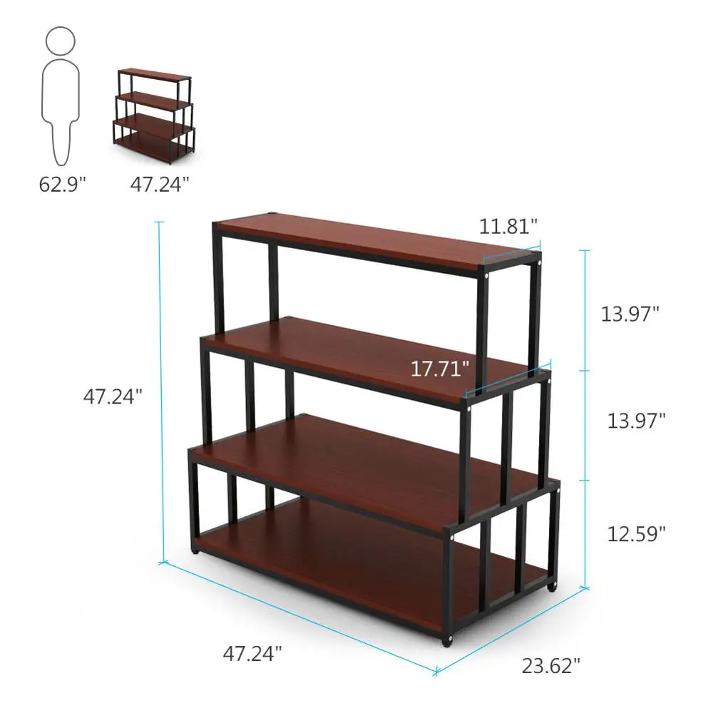 4 ярусная стойка для пекарей сверхмощная открытая хранения полка дома|Книжные