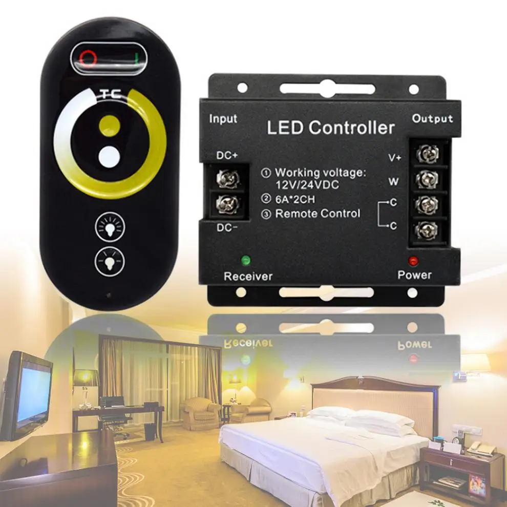 

LED Full Touch Color Temperature Controller RF Remote Wireless Touch Pad Panel for 3528 5050 LED Strip Light