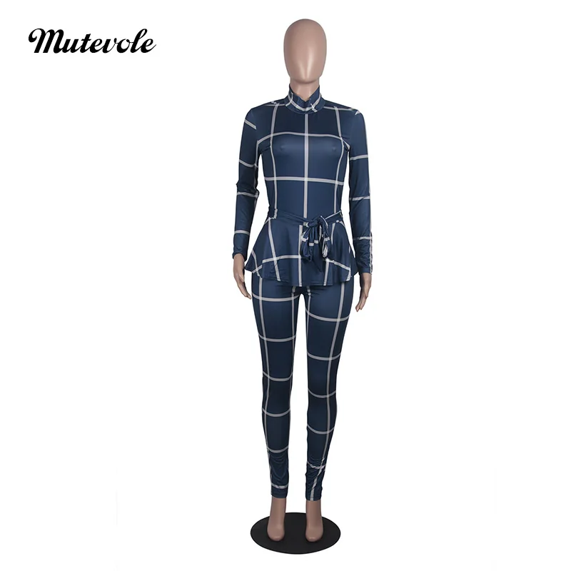 Mutevole Женский Осенний комбинезон в клетку с длинным рукавом Повседневный