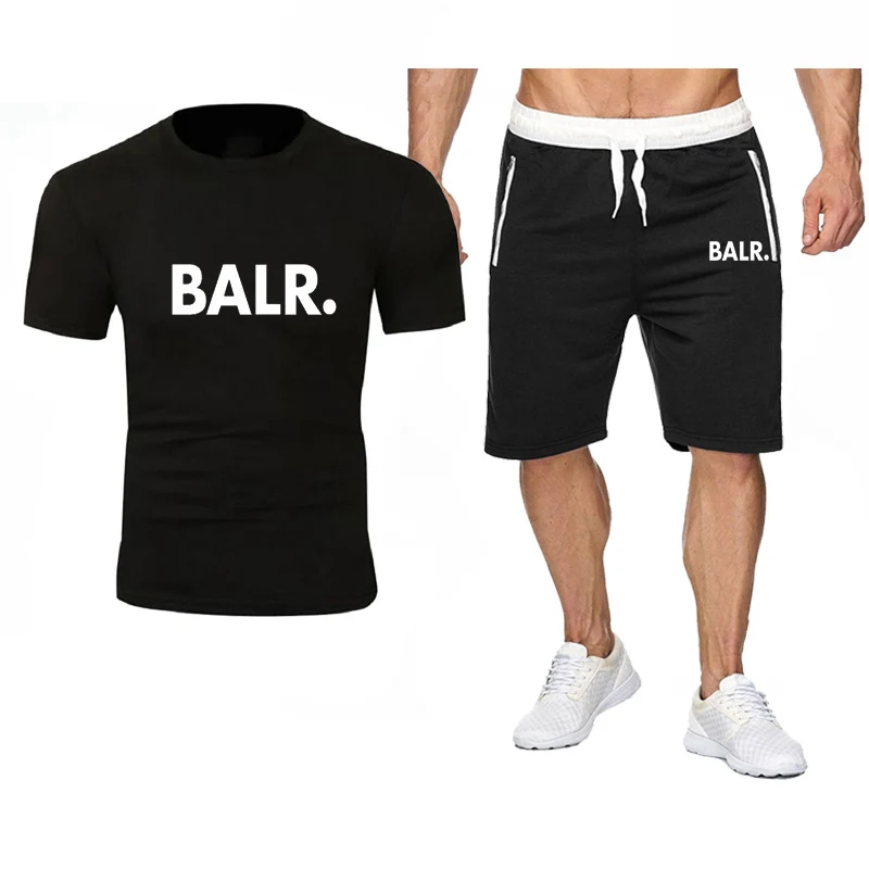 

2021 Popular New Style BALR Letter Printed Cotton Men'S T-Shirt + Sports Shorts Suit High-Quality Sports Running