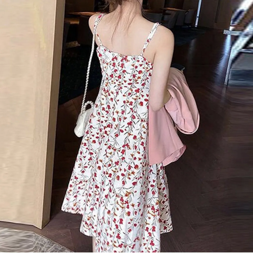 Женское длинное платье с круглым вырезом SAGACE белое свободное средней длины