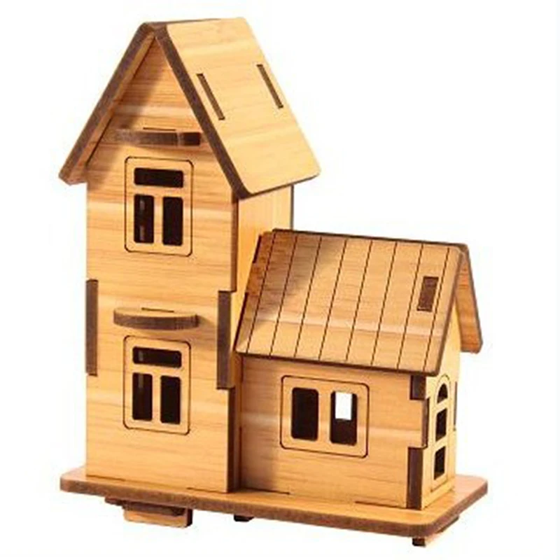 

3D Wood Puzzle DIY Model Kids Toy France French Style Coffee House Puzzle,puzzle 3d building,wooden puzzles