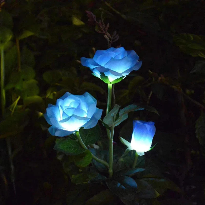 

Spring Artificial Rose Solar Garden Stake Lights Pathway Landscape Lighting Lights for Patio Yard Decoration LBE