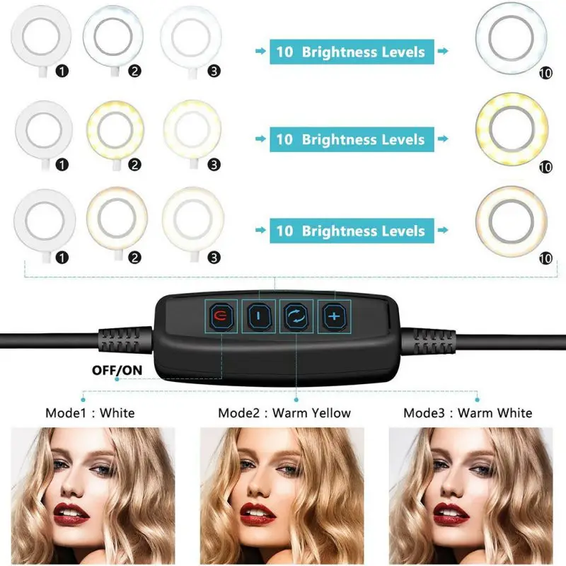 

6" LED Ring Light Photographic Selfie Ring Lighting With Tripod For Smartphone Makeup Video Studio Tripod Ring Light
