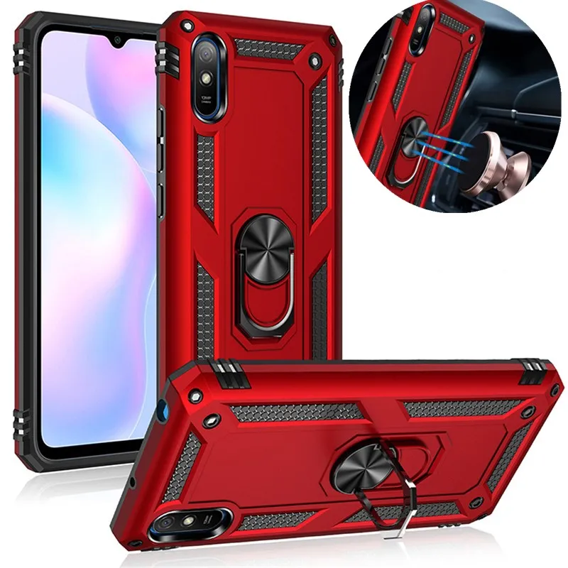 

For Xiaomi Redmi 9 9A 9C 9T Case Shockproof Armor Phone Case for Redmi 9 Power Ring Stand Bumper Silicone Phone Back Cover
