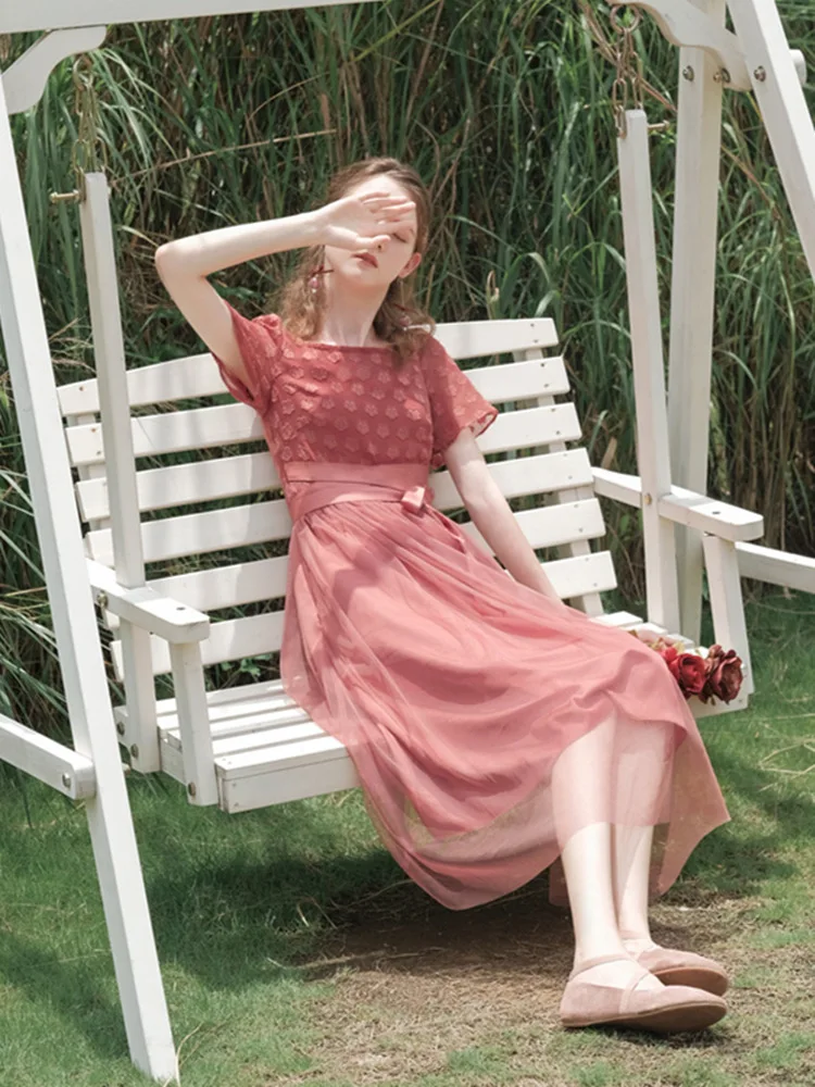 Женское винтажное шифоновое платье миди элегантное облегающее длинное Сетчатое