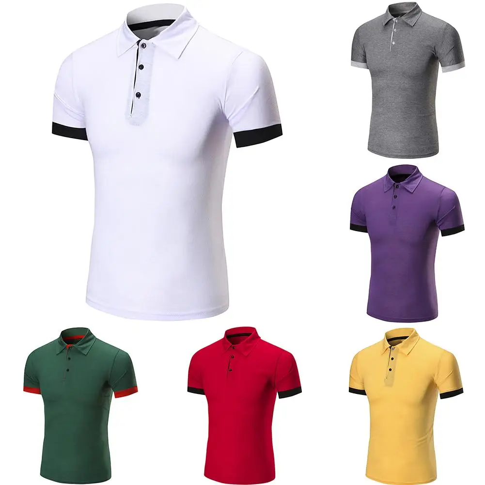 

Shirts Summer Men Golf Tennis T-Shirt Color Block Turn Down Collar Short Sleeve Top