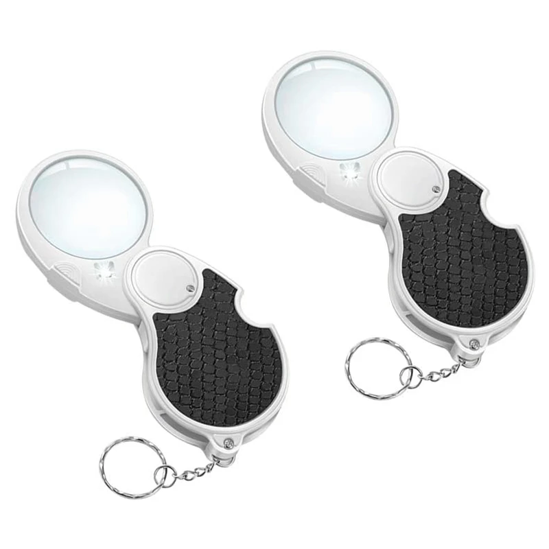 

GTBL 4 Pcs 5X Magnifying Glass with Light Lighted Magnifying Glass 5X Handheld Pocket Magnifier Small Held Lighted Magnifier