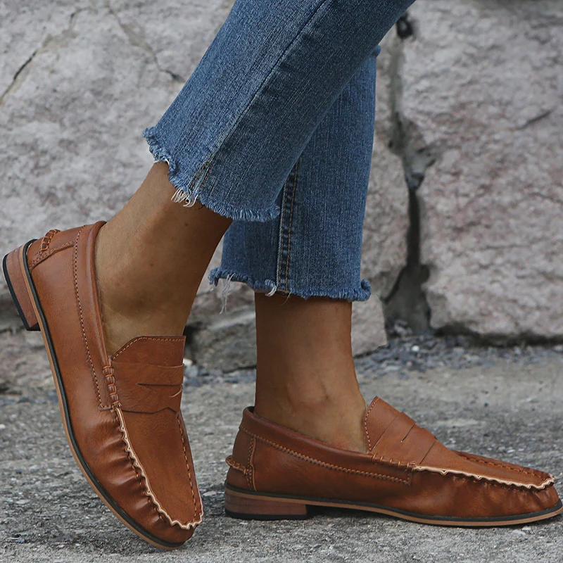 Туфли женские кожаные оксфорды без шнуровки удобные лоферы плоская подошва