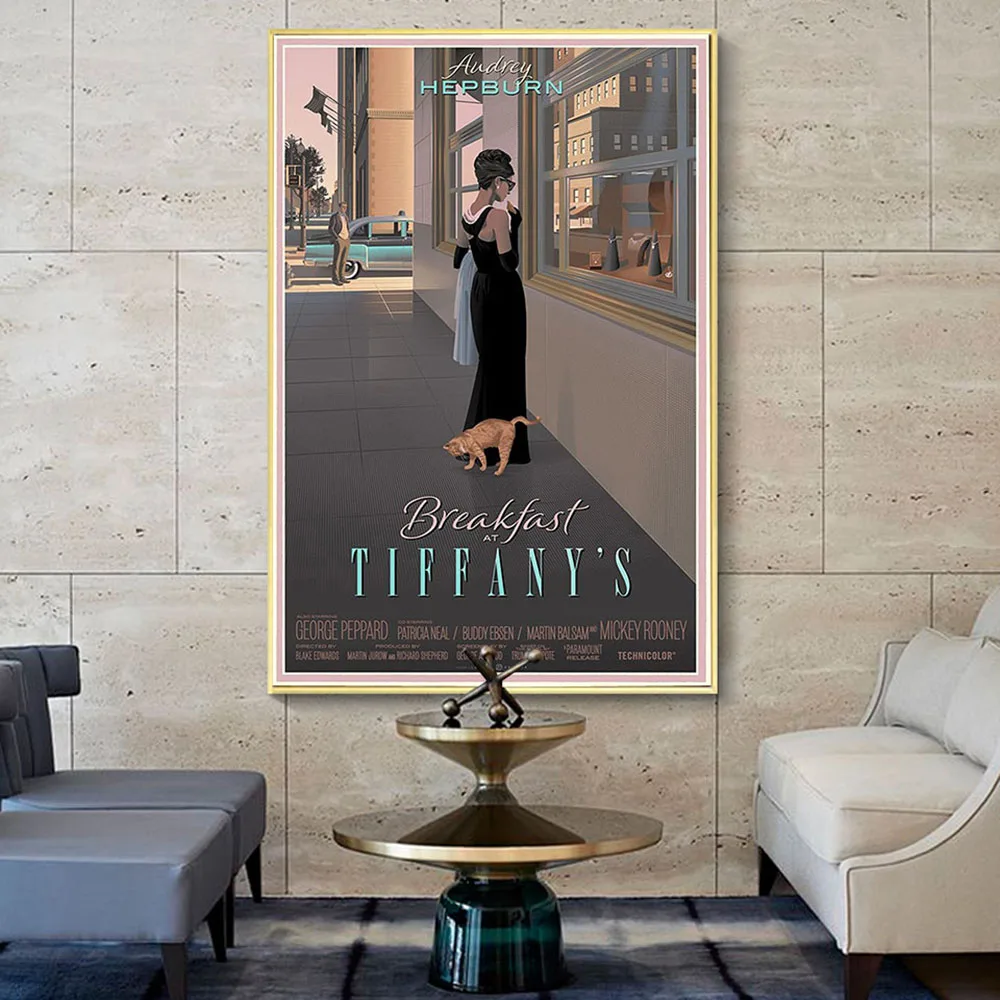 

Audrey Hepburn Breakfast Vintage Movie Posters and Prints Wall art Decorative Picture Canvas Painting For Living Room Home Decor
