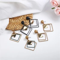 korean style simple long hollow out versatile personalized geometric metal diamond earrings
