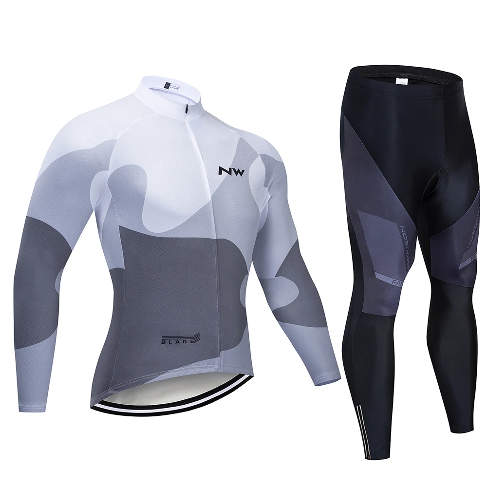 Long Cycling set Northwave Команда Унисекс велосипедная Толстовка 9D гелевая накладка Джерси костюм Ropa Ciclismo быстросохнущая велосипедная одежда для мужчин езда - Цвет: Long Cycling set