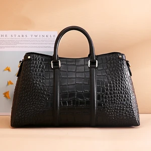 classic alligator print business bag lady leather large capacity one shoulder commuter portable versatile temperament woman bag free global shipping