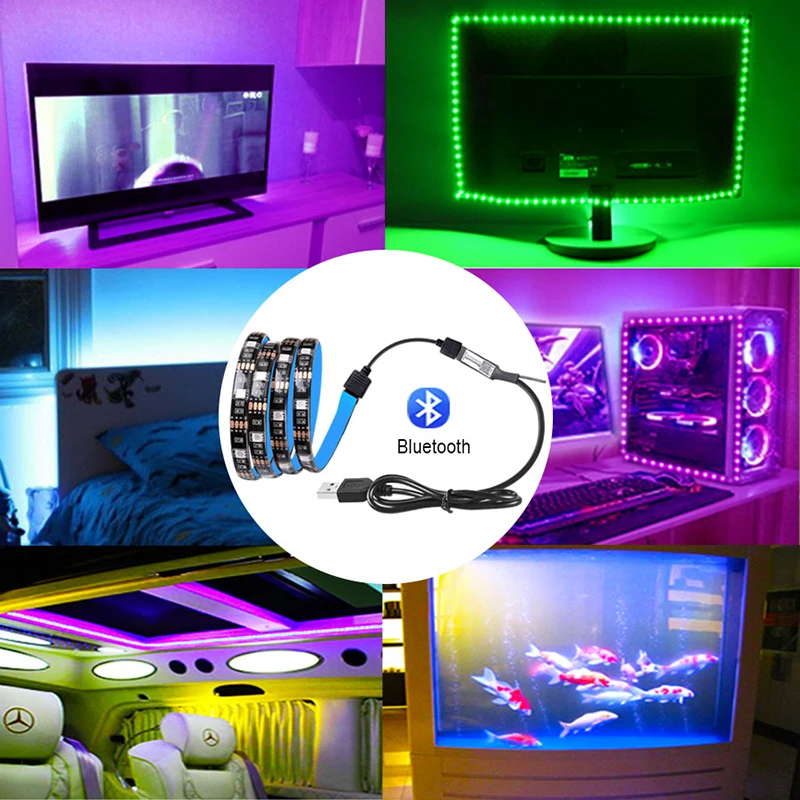 EeeToo Bluetooth RGB Светодиодные ленты светильник SMD5050 Диодная лента гибкий неоновый