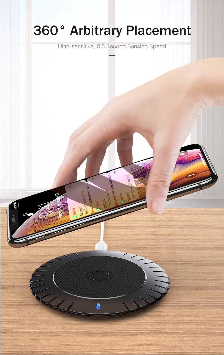 YKZ 5W Qi Беспроводное зарядное устройство для iPhone X Xs MAX XR 8 8 Plus быстрое Qi зарядное устройство для samsung S8 S7 Edge huawei Беспроводная зарядная панель