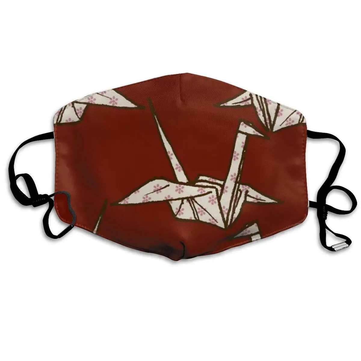 

Paper Crane Flowers Dark Red Washable Reusable Mask, Cotton Anti Dust Half Face Mouth Mask For Kids Teens Men Women With