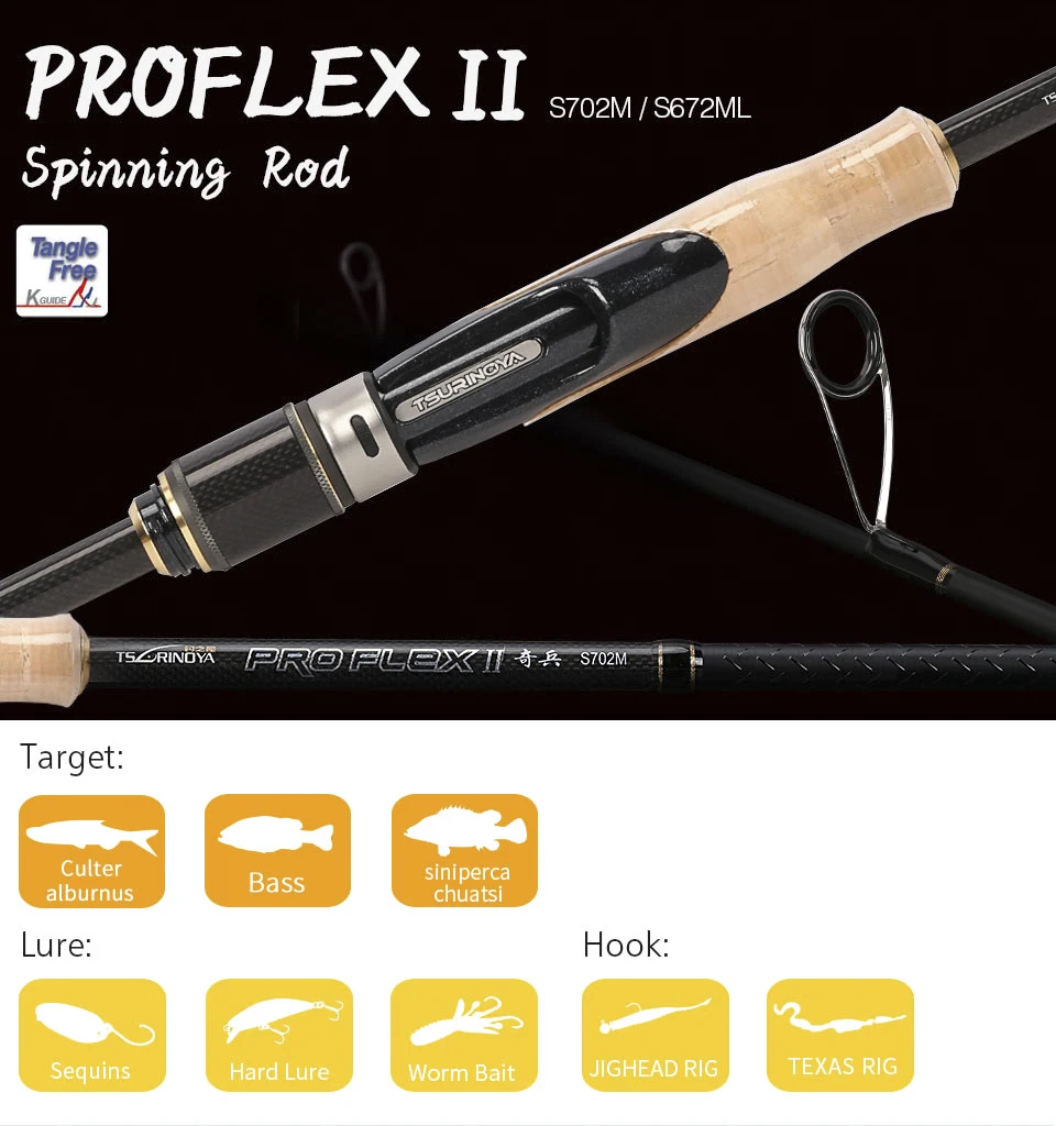 TSURINOYA PROFLEX II спиннинговое удилище 2,01 м 2,13 м 2 секции спиннинговое удилище ML/m power Canne A Peche углеродное рыболовное удилище