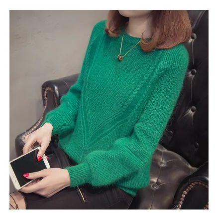

Hot sale 2021 spring and autumn new Korean round neck pullover knit bottoming shirt top loose solid color thinner sweater female