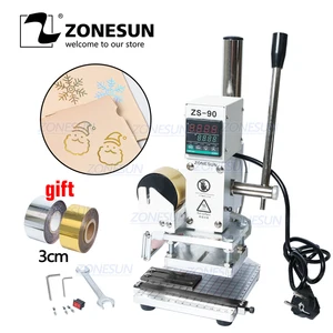 zonesun press machine hot foil stamping machine for leather wood paper branding custom logo marking embossing press trainer free global shipping