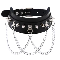 emo choker with spikes collar women man leather necklace chain jewelry on the neck punk chocker aesthetic gothic accessories