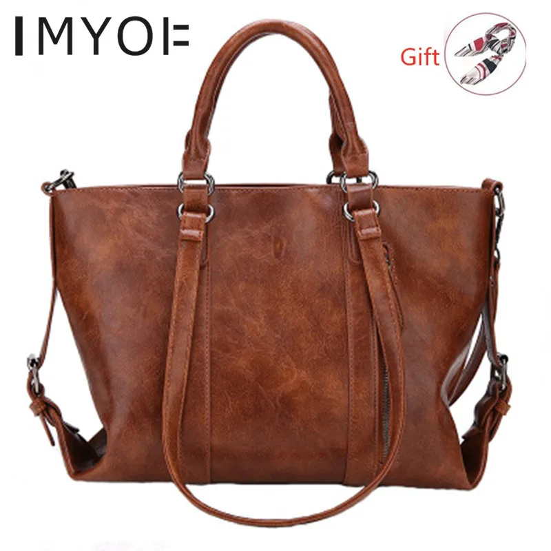 Женские большие сумки в стиле ретро новинка 2019 простая Портативная Сумка тоут