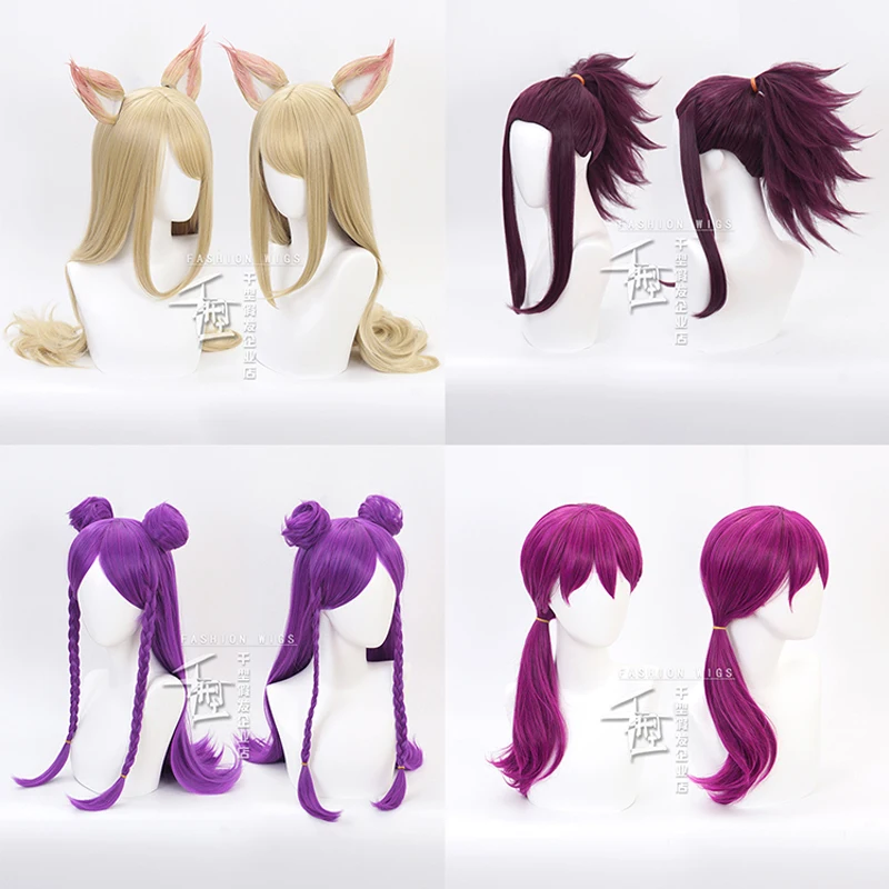 

LOL League of Legends KDA New Skin Ahri Kda Akali Rogue Assassin Evelynn Kaisa Cosplay Costume Wigs Synthetic Hair + Wig Cap