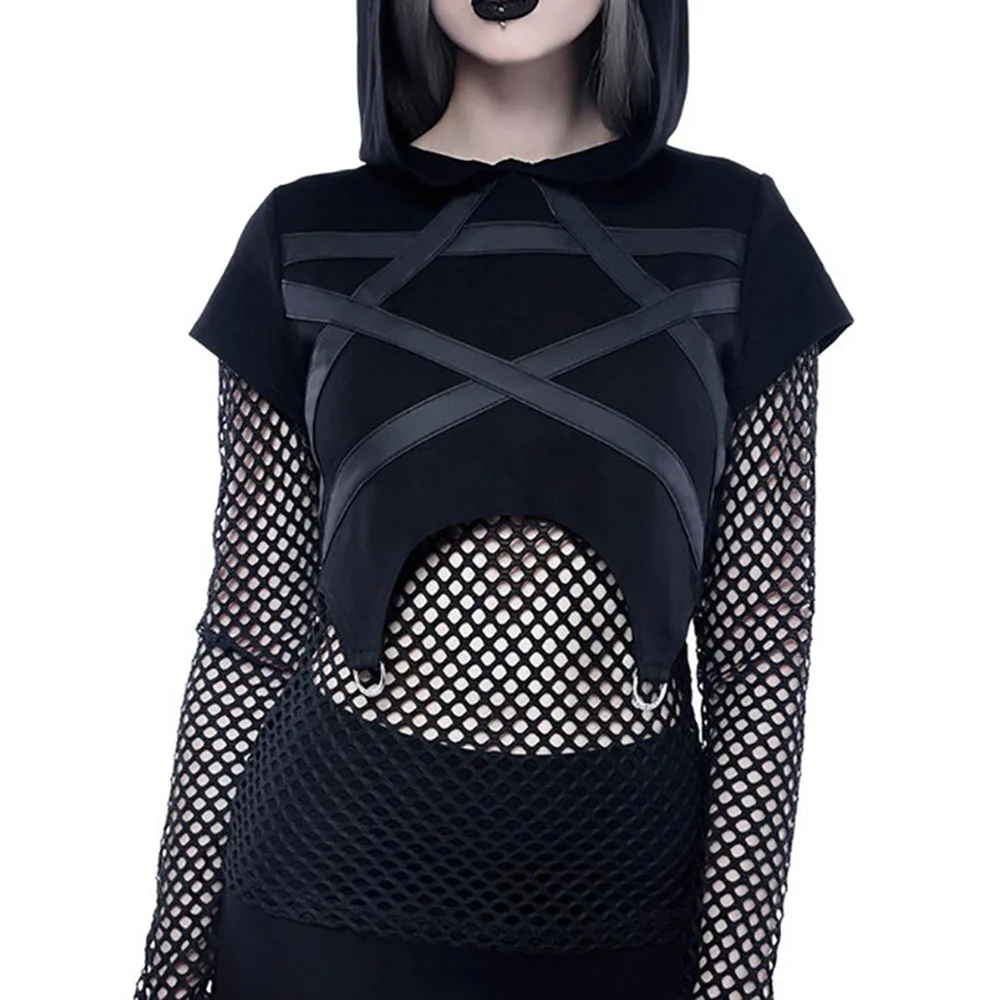 Женская сетчатая Толстовка Rosetic Готическая с длинным рукавом сексуальные