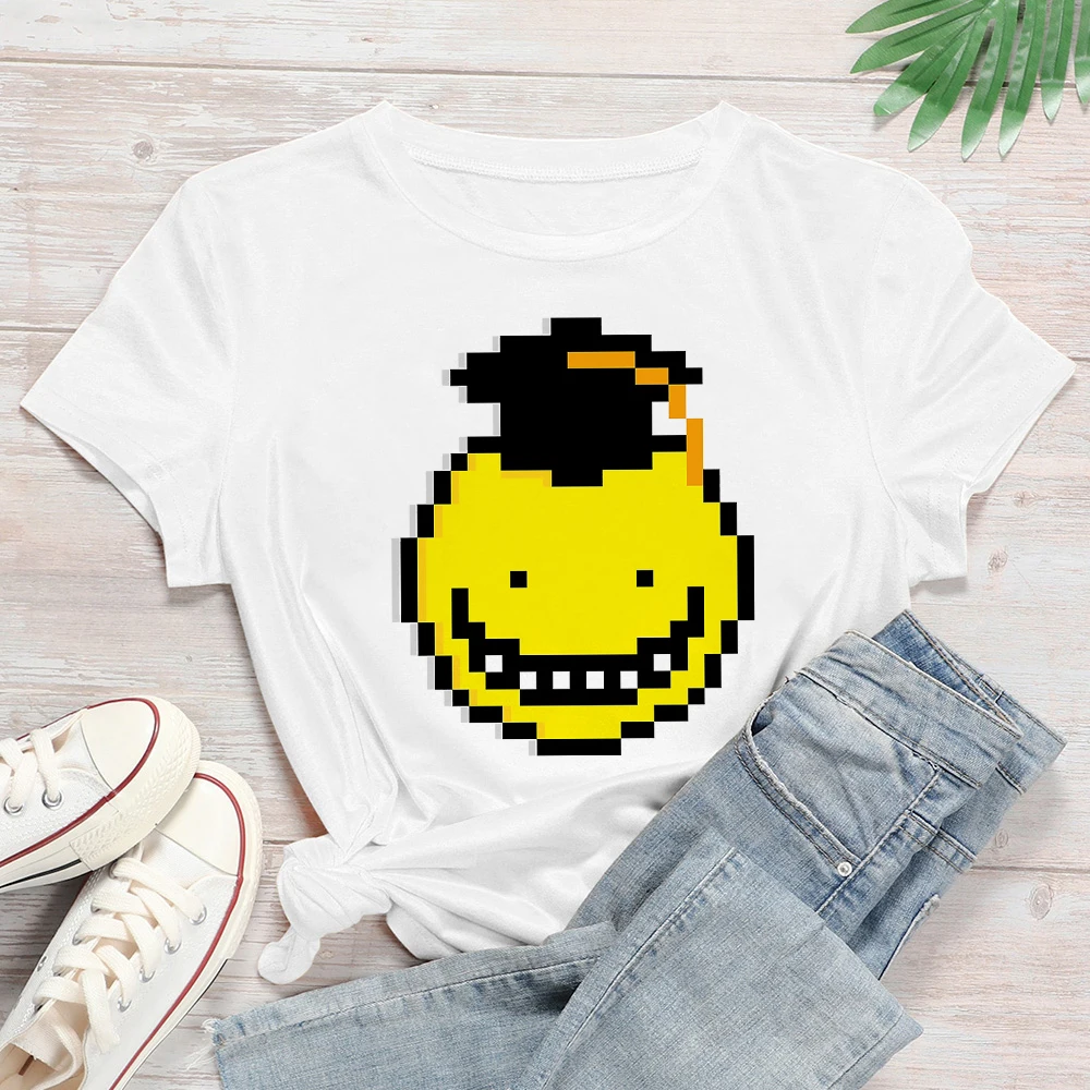 

Assassination Classroom Anime Printed T-shirt Cute Yellow Pixel Graphic Tshirt Cartoon With t shirt Women's 2020 Fashion