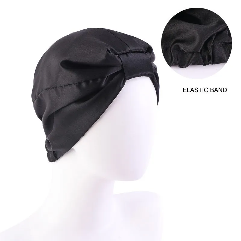 

Fashion Muslim Silk Turban For Hair women Wrap Head Caps lady sleeping hat female Hairloss Chemo India Hat Satin Turbante Mujer