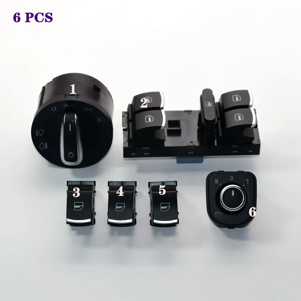 6 шт. хромированный переключатель фар без складного зеркала для Golf MK5 Rabbit Tiguan