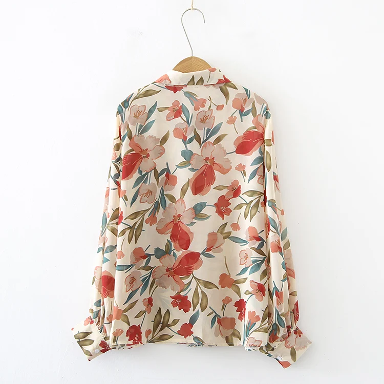 

Summer Loose Sun Protection Blouse Female Polo-Neck Single Breasted Long Sleeve Vintage Top Casual Korean Style Shirts Women