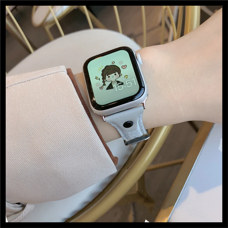 

Luxury Band Strap for apple watch 44mm 40mm 38mm 42mm Genuine leather watchband bracelet Apple watch series 3 4 5 SE 6 Strap