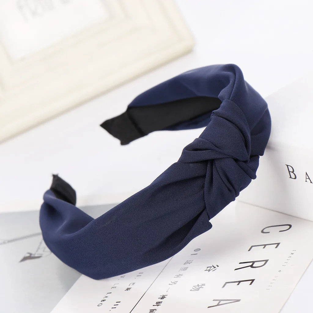 Модная женская повязка на голову с бантом одноцветная Женский обруч простая