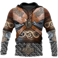 the most fashionable 3d printed viking warrior armor zipper hoodie casual sweatshirt street hip hop harajuku hoodie