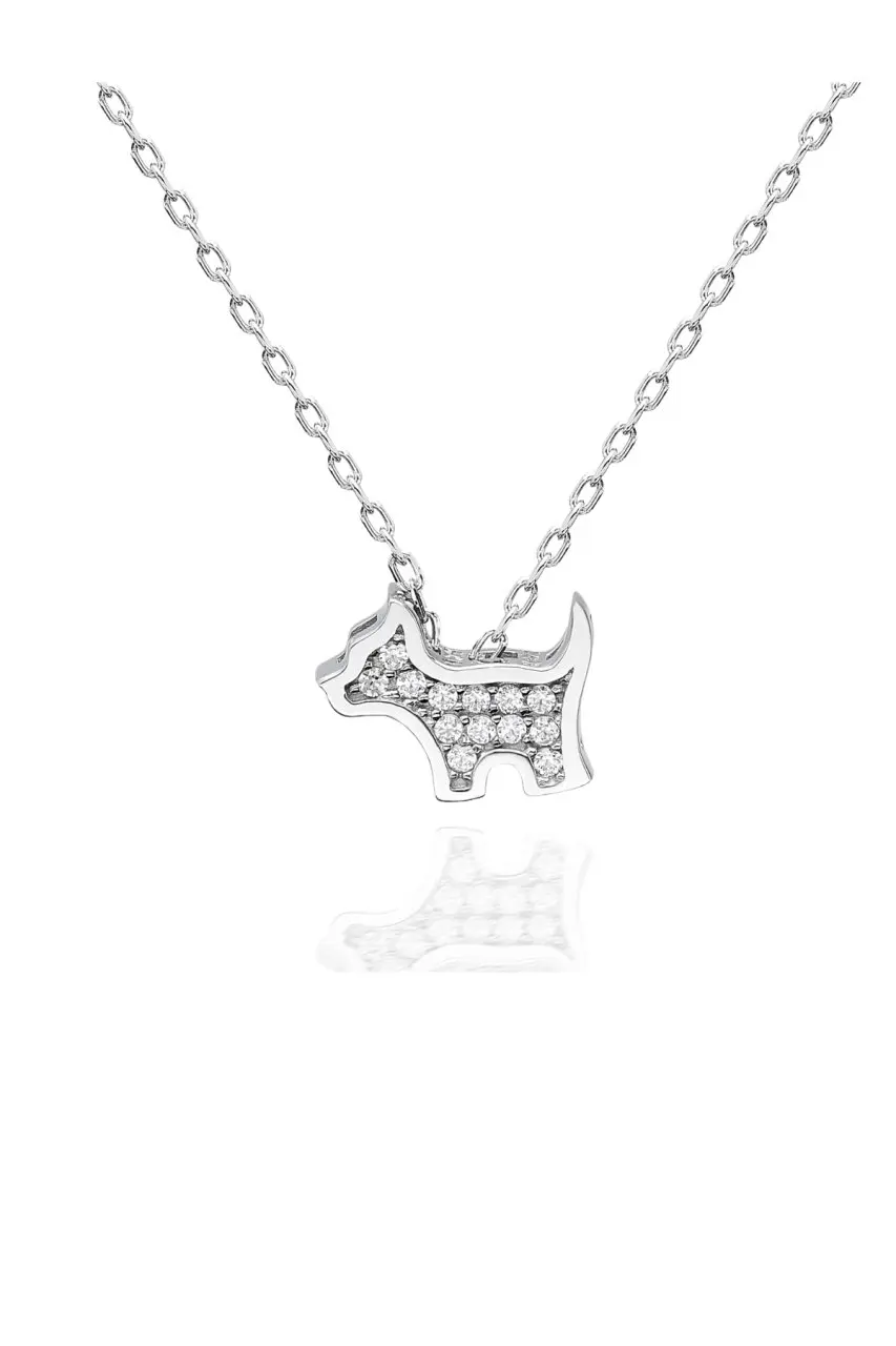 Certified Swarovski Cubic Zirconia Tiny Dog 925 Silver Necklace