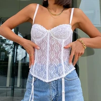 new sexy see through lace womens camis elegant party club solid color shirt basic vest without straps ladies streetwear stretch