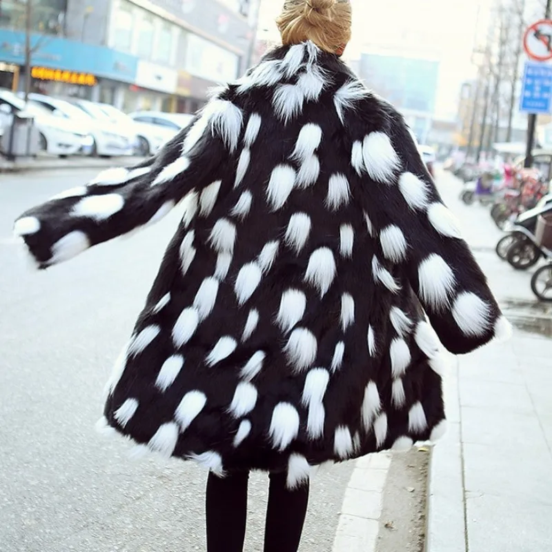 2020 New Winter Fashion Women Faux fur Coat Fox Fur Jacket Long Black Lapel Long Sleeve Warm Overcoat Female Harajuku Streetwear