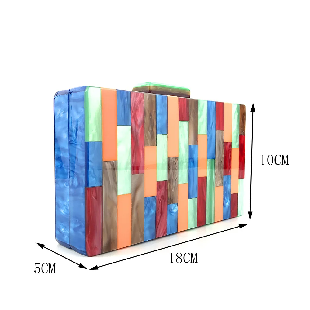 Evening Bags for women Fashion Colorful Geometric lattice acrylic Patchwork Party Clutch bag Female Messenger bags prom | Багаж и сумки
