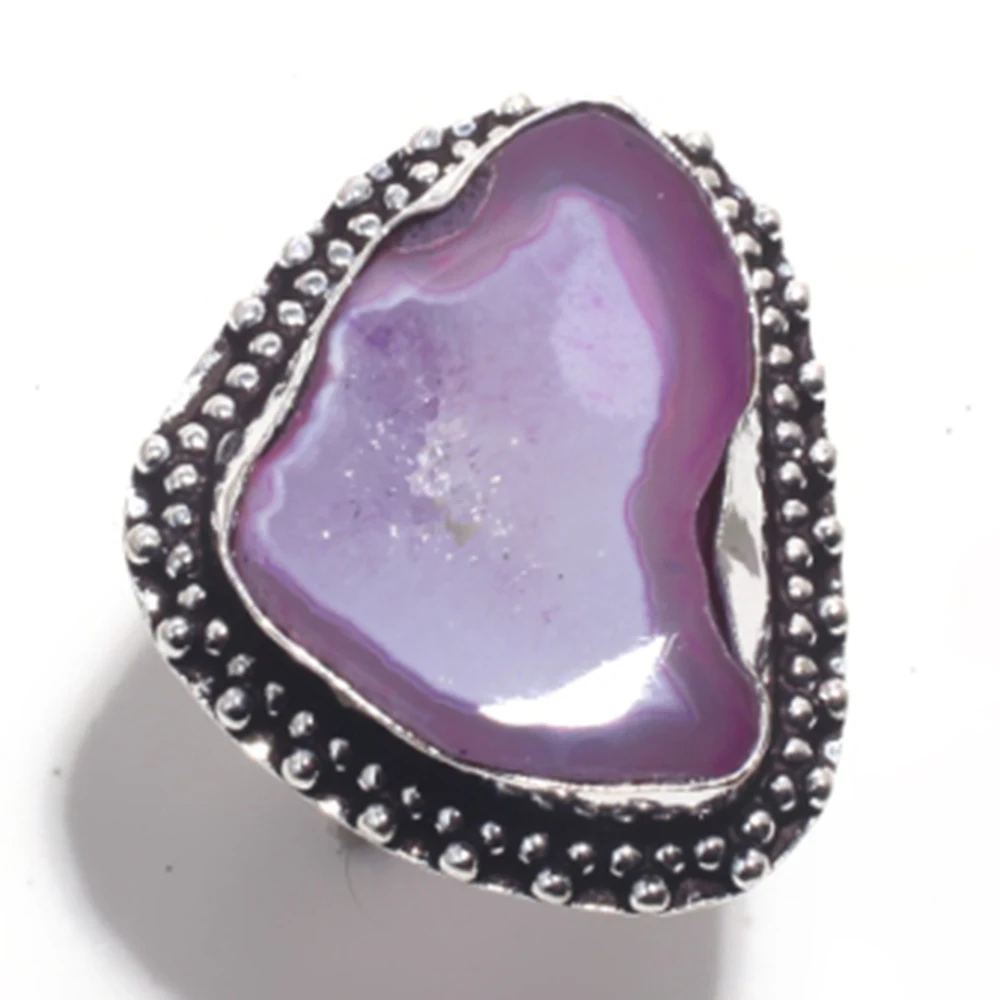 Подлинное солнечное кольцо из агата серебряное покрытие над медью размер: 7