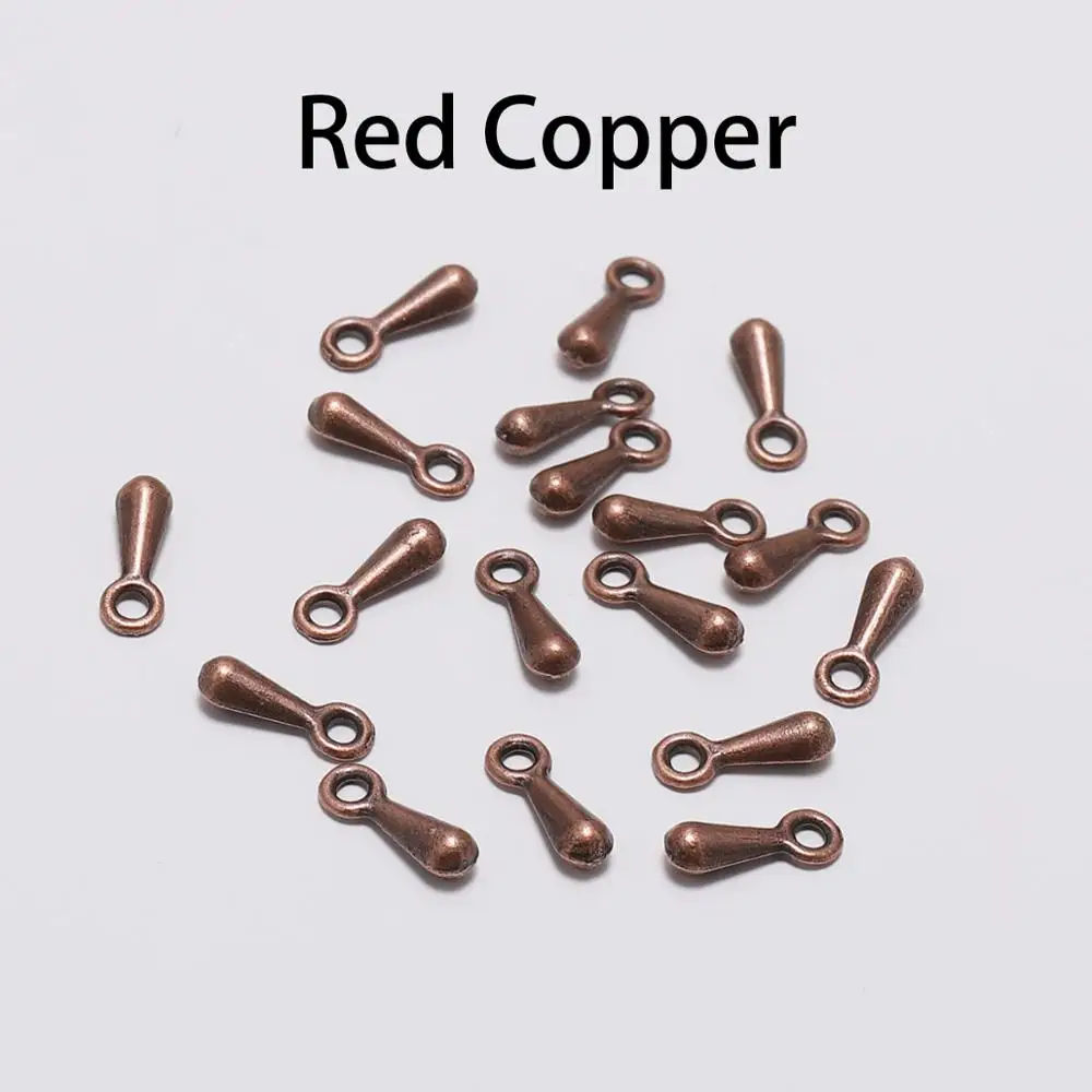 Red Copper 200 шт./лот, 2*7, 3*9 мм, золото/серебро, медь, капли воды, бусины для DIY, удлиняющая цепь, подвеска, ювелирные изделия, фурнитура, аксессуары - Цвет: Red Copper