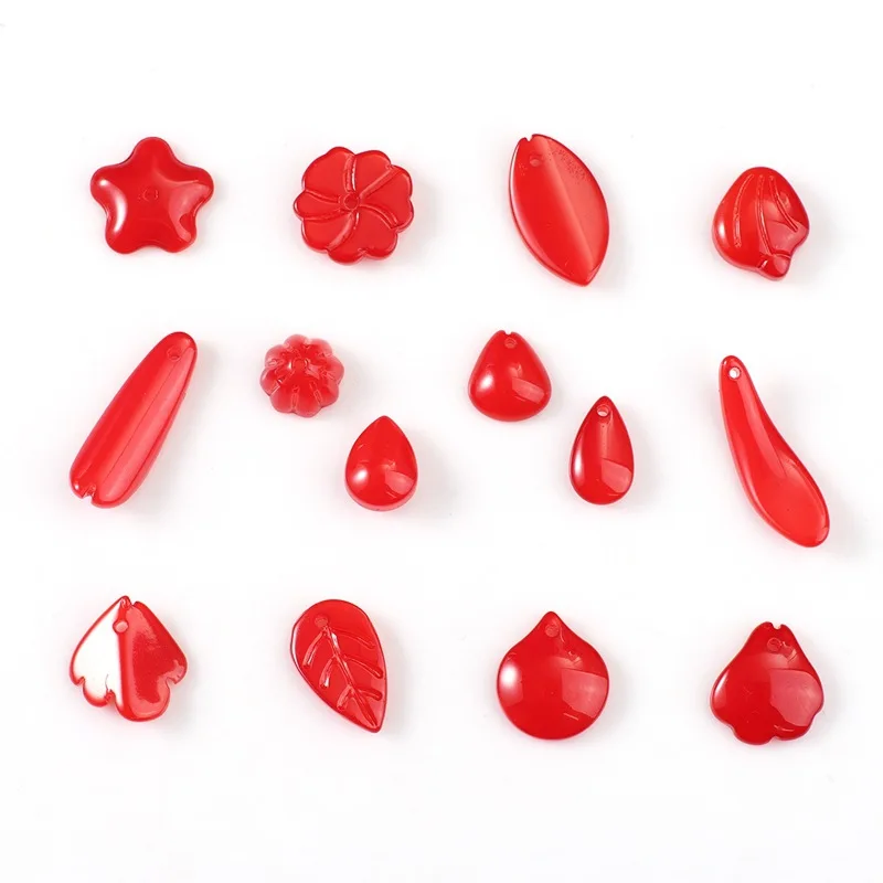 

10pcsGlass Crystal Flower Shape Beads Mixed Teardrop Glass Charms Drilled Spacer Loose Beads for DIY Jewelry Bracelet Making